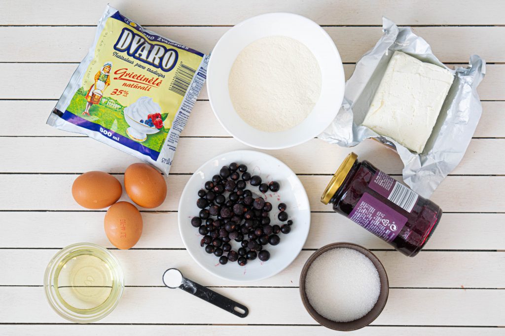 Fresh and Light Curd and Blackcurrant Cake