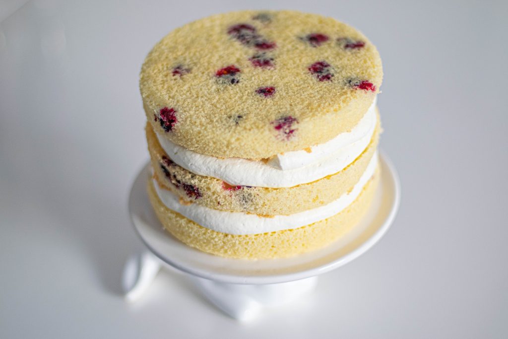 Fresh and Light Curd and Blackcurrant Cake