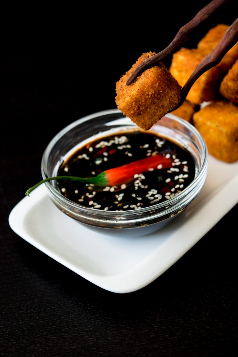Fried Tofu with Sesame-Soy Dipping Sauce • HungryBae