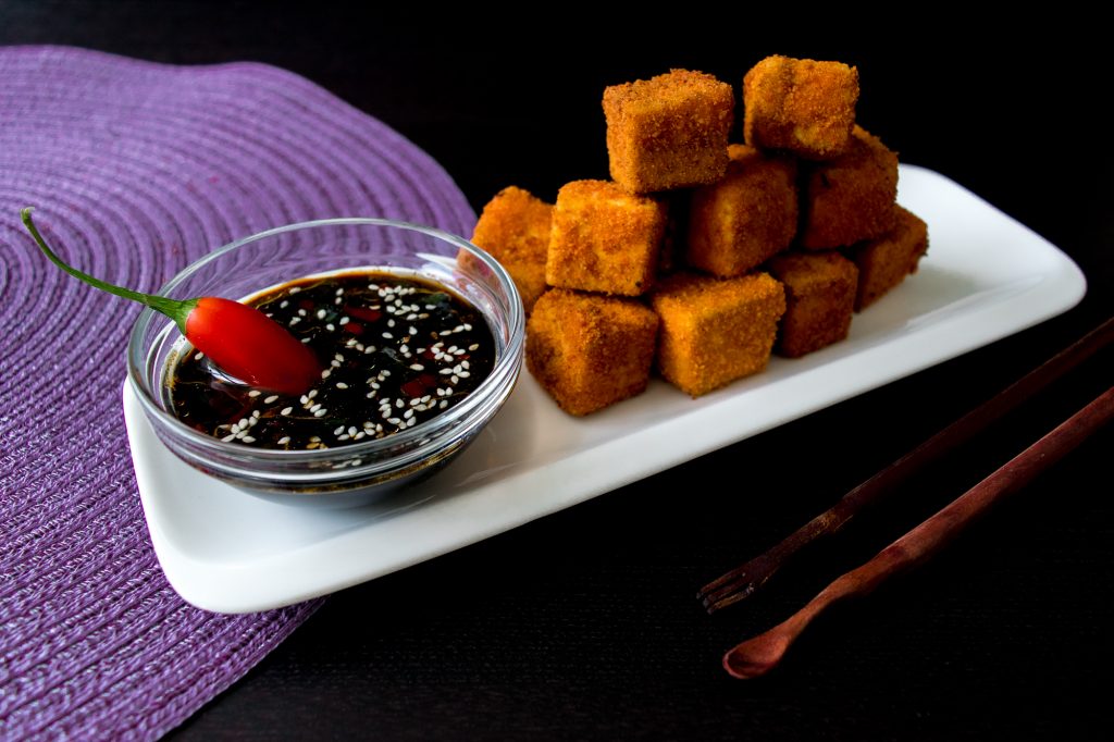 Fried Tofu with Sesame-Soy Dipping Sauce